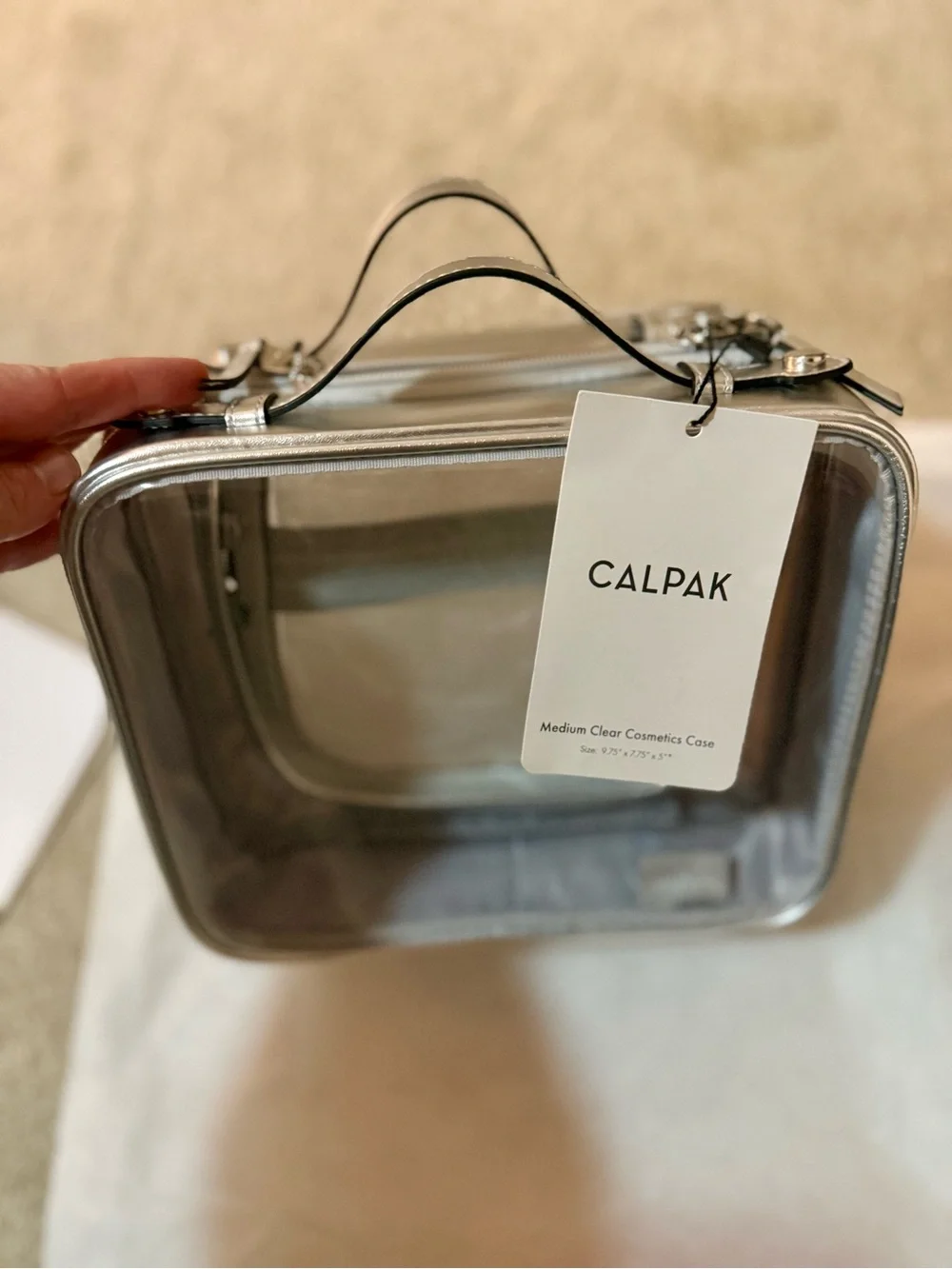 Calpak Silver-Trim Clear Cosmetic Carry Case Medium